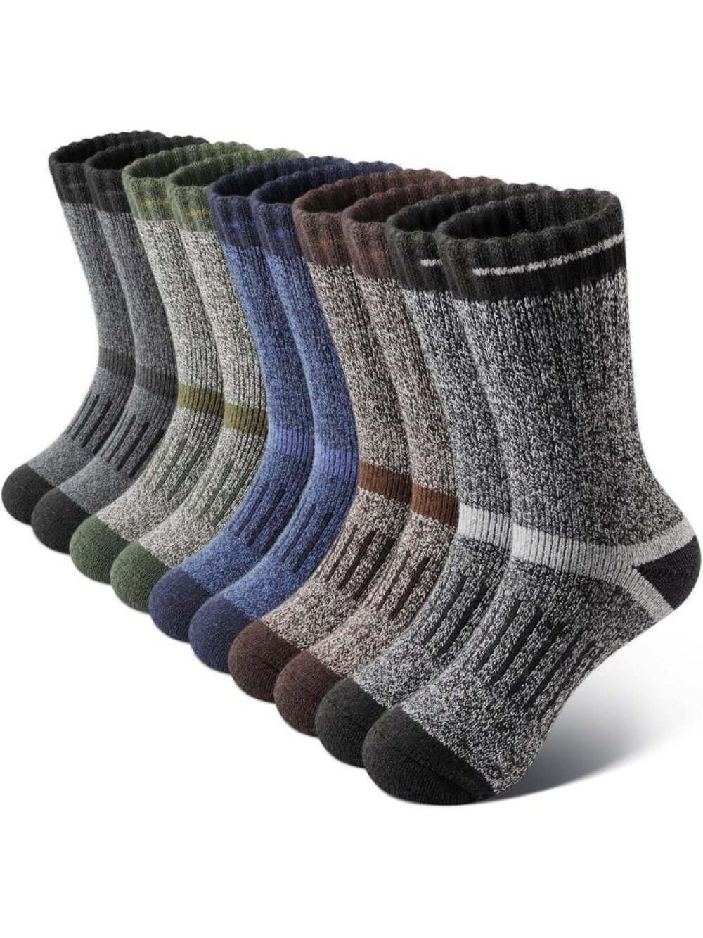 Thick Warm Merino Wool Hiking Socks for Men - 5 Pairs Thermal Comfort